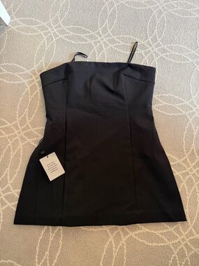 Black Strapless Long Tube Top with Side Slits